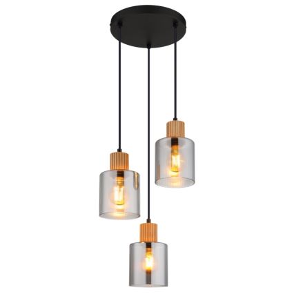 Globo - Пендел 3xE27/25W/230V черен Ø 30 см
