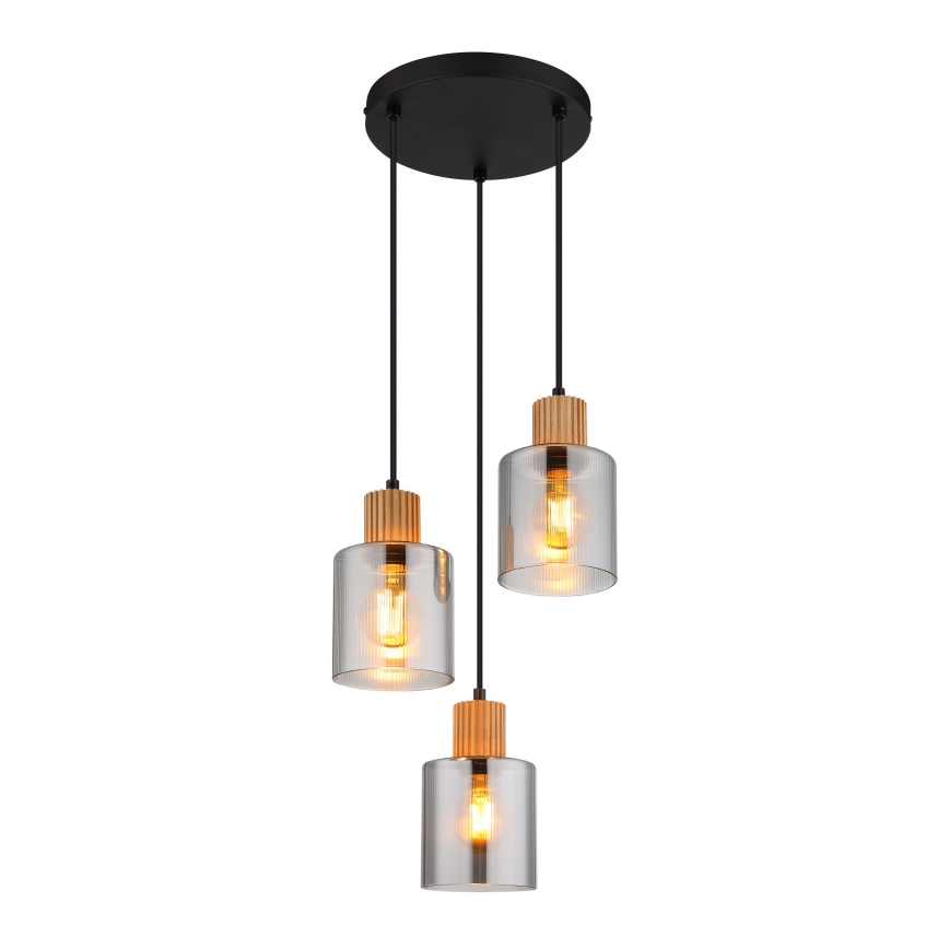 Globo - Пендел 3xE27/25W/230V черен Ø 30 см