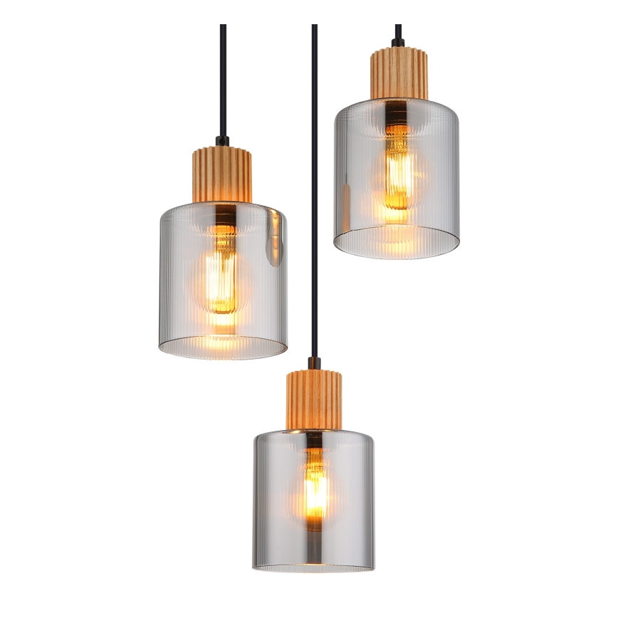 Globo - Пендел 3xE27/25W/230V черен Ø 30 см