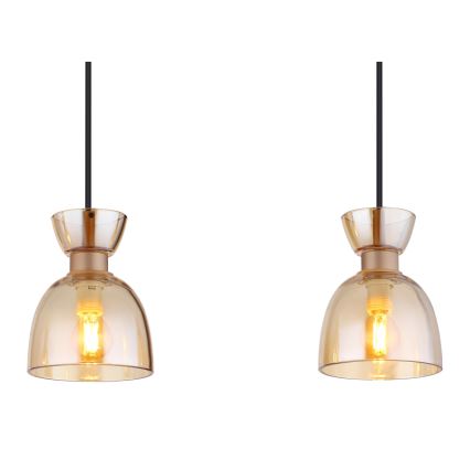 Globo - Пендел 3xE14/40W/230V кафяв/опушен