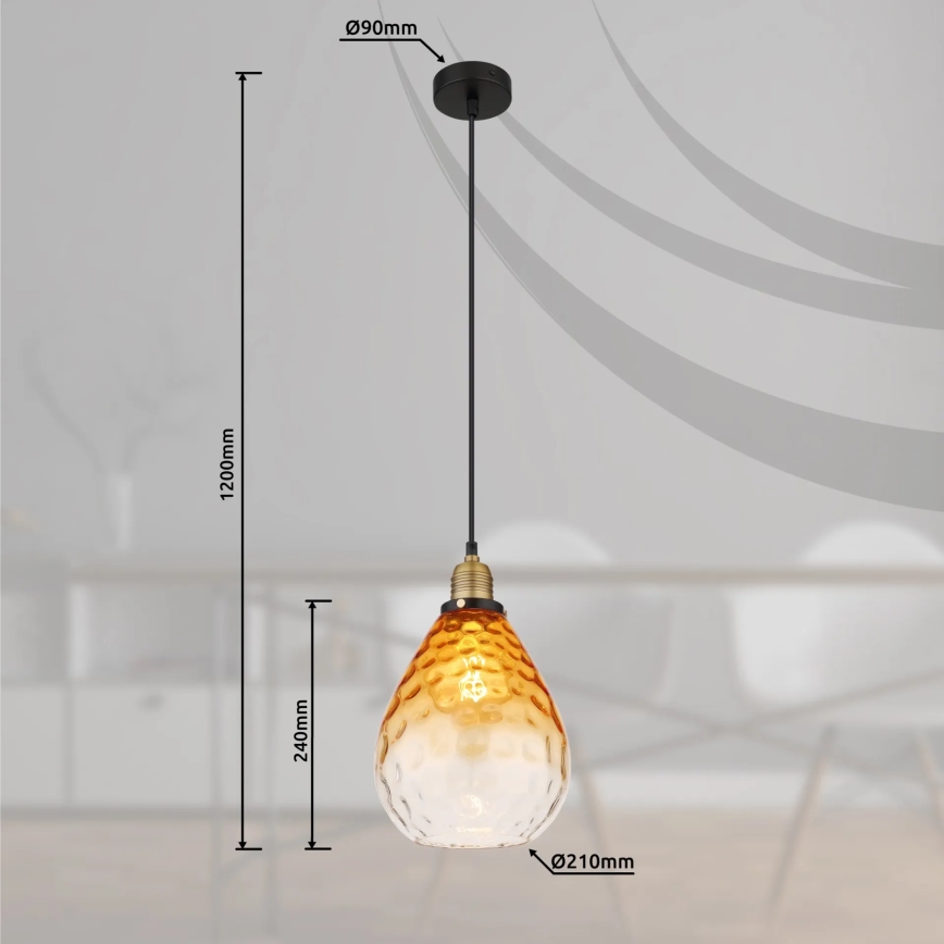 Globo - Пендел 1xE27/60W/230V Ø 21 см оранжев