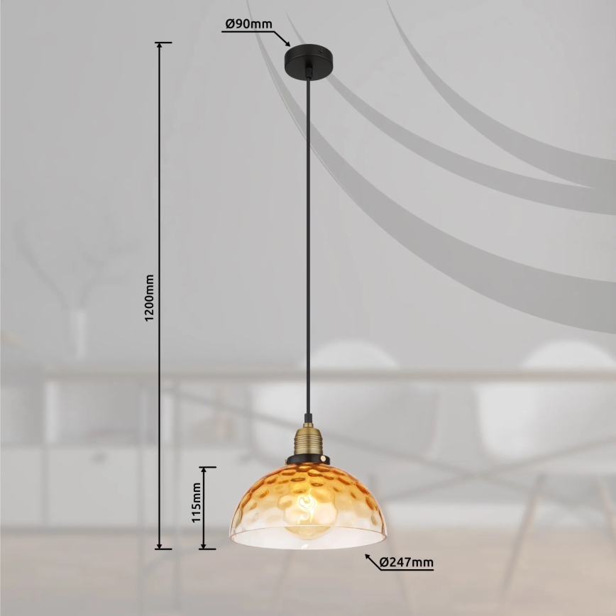Globo - Пендел 1xE27/60W/230V Ø 25 см оранжев