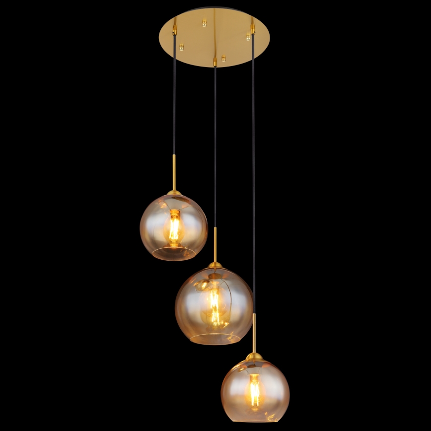 Globo - Полилей на кабел 3xE27/60W/230V месинг
