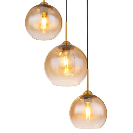Globo - Полилей на кабел 3xE27/60W/230V месинг