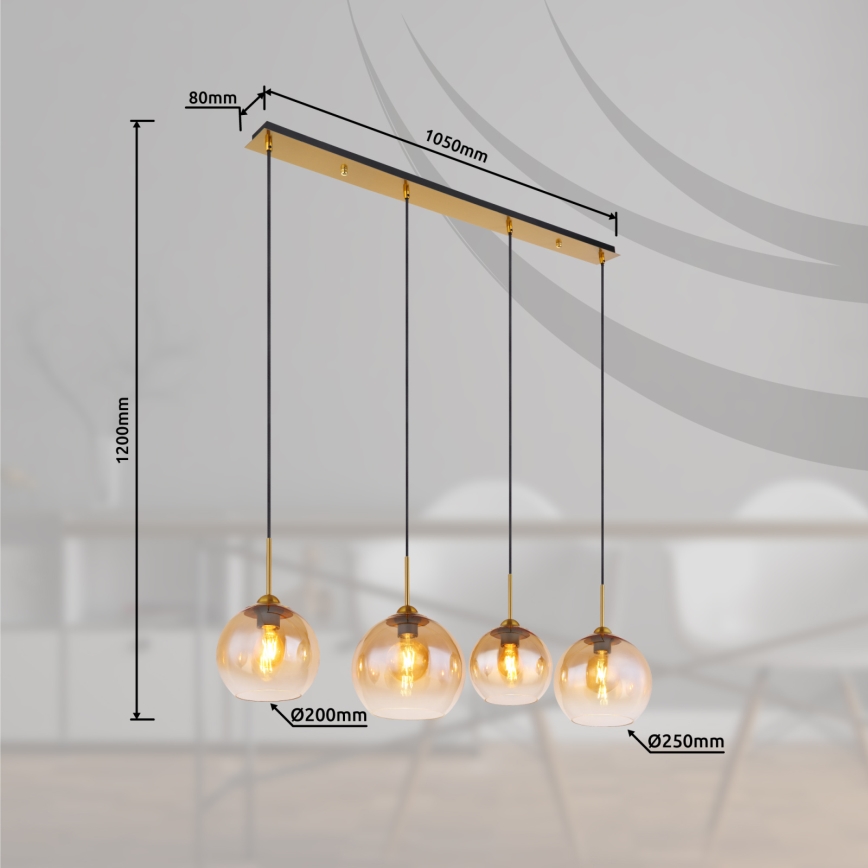 Globo - полилей на кабел 4xE27/60W/230V месинг