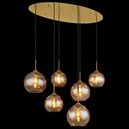Globo - Полилей на кабел 6xE27/60W/230V месинг