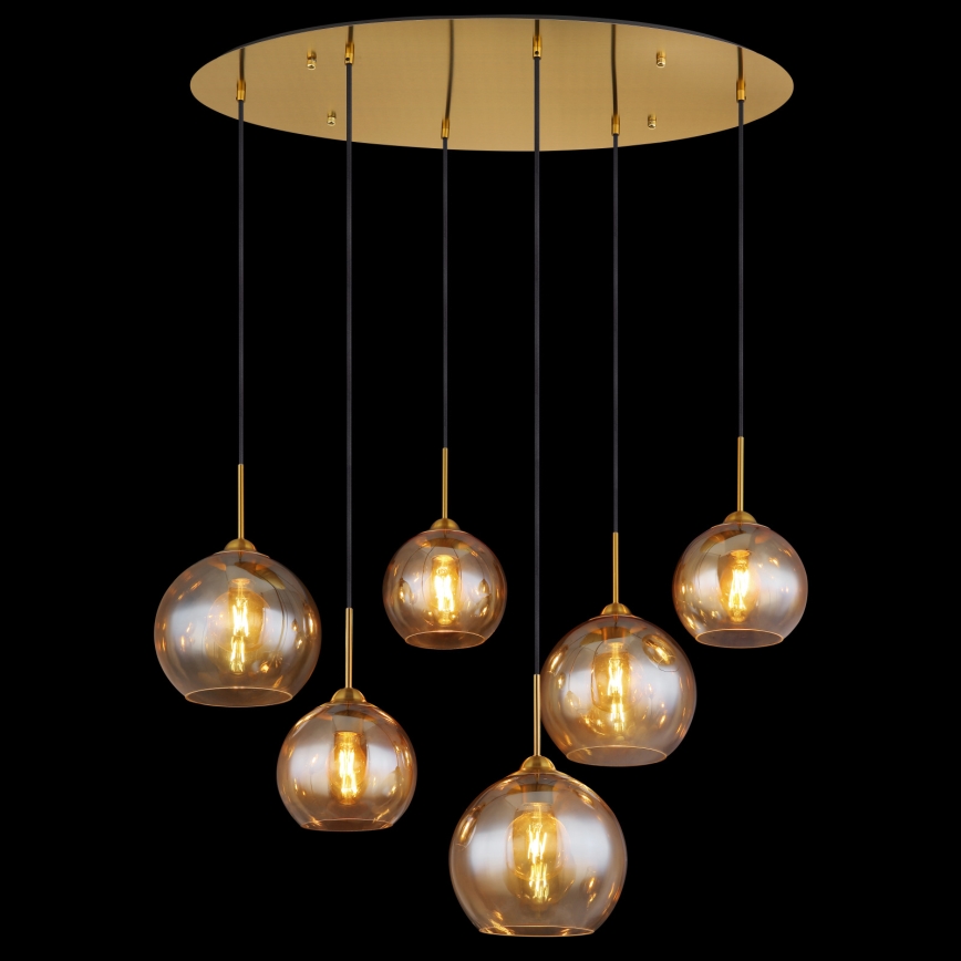 Globo - Полилей на кабел 6xE27/60W/230V месинг
