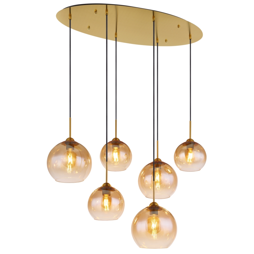 Globo - Полилей на кабел 6xE27/60W/230V месинг
