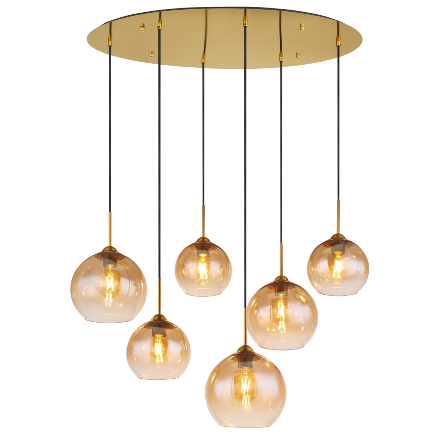 Globo - Полилей на кабел 6xE27/60W/230V месинг