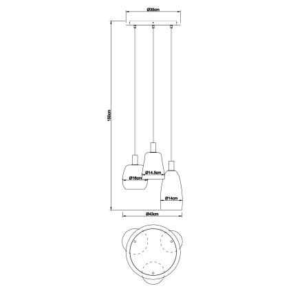Globo - Пендел 3xE14/40W/230V Ø 43 см месинг