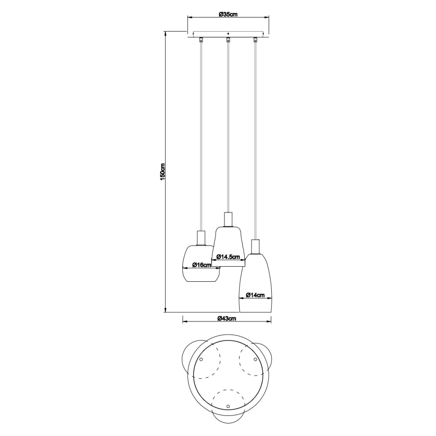 Globo - Пендел 3xE14/40W/230V Ø 43 см месинг