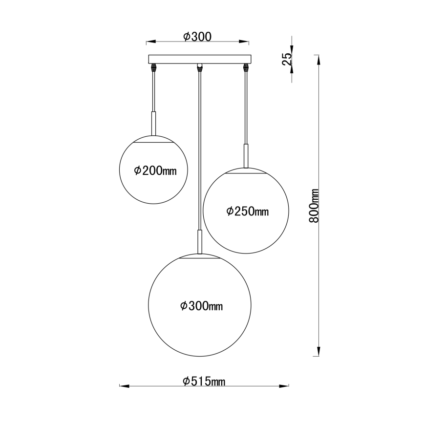 Globo - Полилей на верижка 3xE27/60W/230V