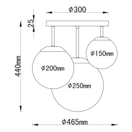 Globo - Полилей за повърхностен монтаж 3xE27/60W/230V