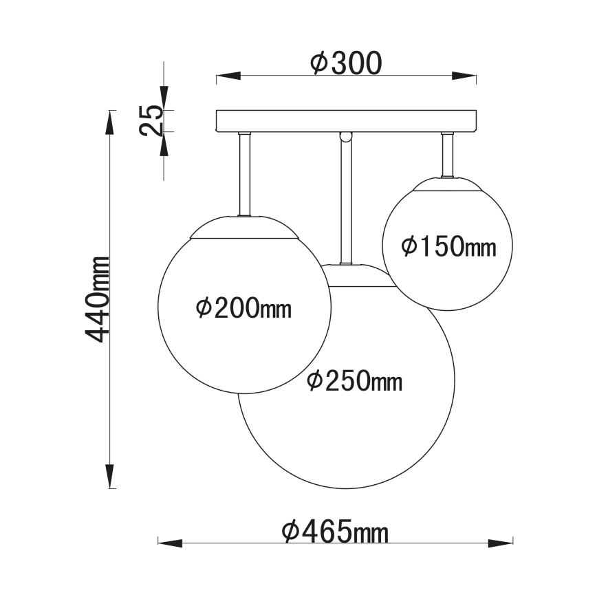 Globo - Полилей за повърхностен монтаж 3xE27/60W/230V