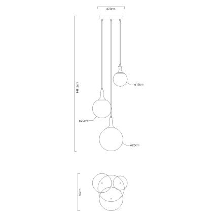 Globo - Пендел 3xE27/10W/230V Ø 48 см черен
