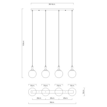 Globo - Пендел 4xE27/10W/230V черен