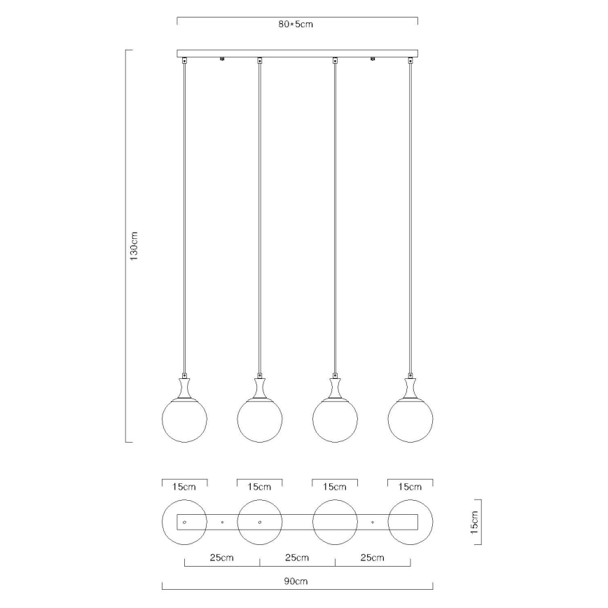 Globo - Пендел 4xE27/10W/230V черен