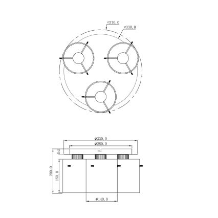 Globo - Плафон 3xE27/40W/230V Ø 37 см сив