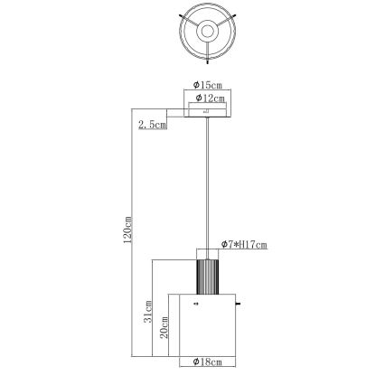 Globo - Пендел 1xE27/40W/230V Ø 18 см кафяв