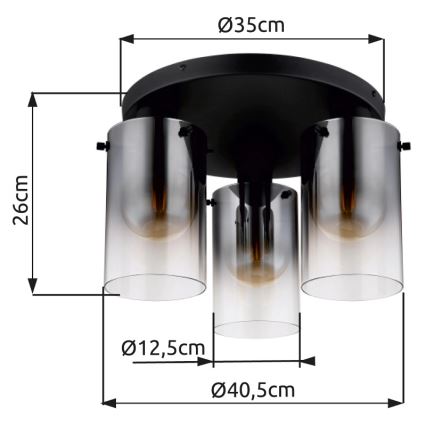Globo - Полилей за повърхностен монтаж 3xE27/40W/230V Ø 40,5 см черен