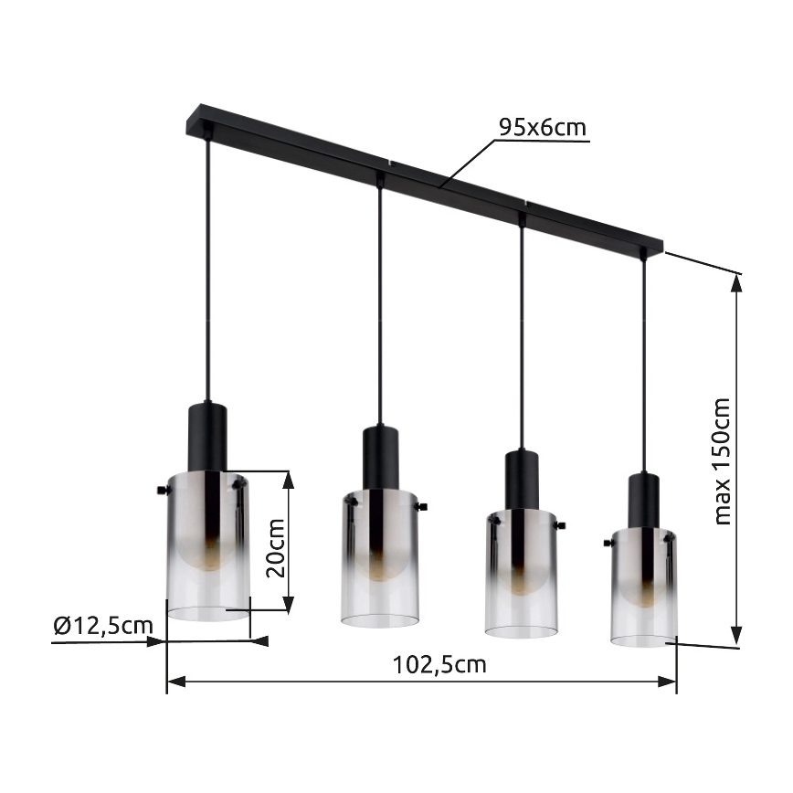 Globo - Пендел 4xE27/40W/230V черен