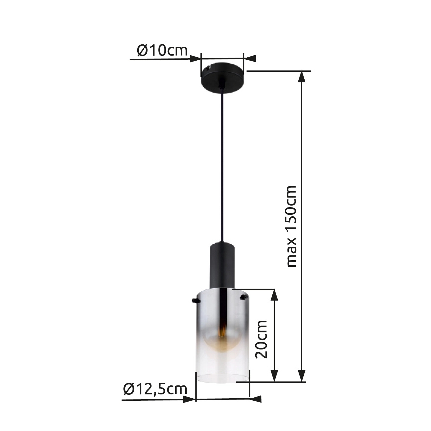 Globo - Пендел 1xE27/40W/230V Ø 12,5 см черен