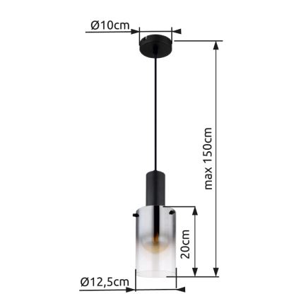 Globo - Пендел 1xE27/40W/230V Ø 12,5 см черен