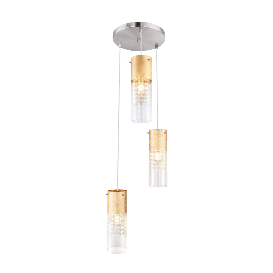 Globo - Пендел 3xE27/60W/230V Ø 30 см златист