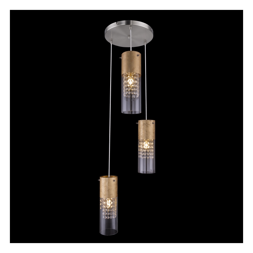 Globo - Пендел 3xE27/60W/230V Ø 30 см златист