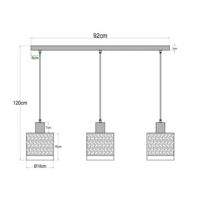 Globo - Полилей на кабел 3xE27/60W/230V