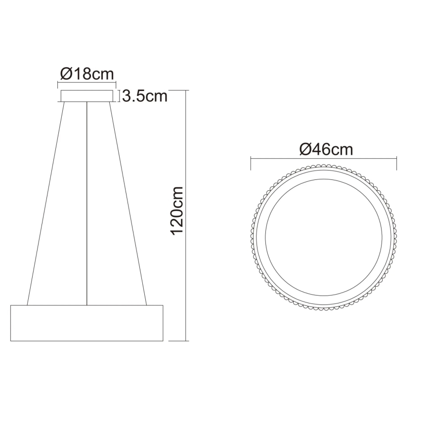 Globo - LED люстра на кабел LED/45W/230V 2700/4000/6000K Ø 46 см черна
