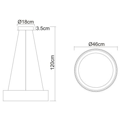 Globo - LED полилей на кабел LED/45W/230V 2700/4000/6000K Ø 46 см бял