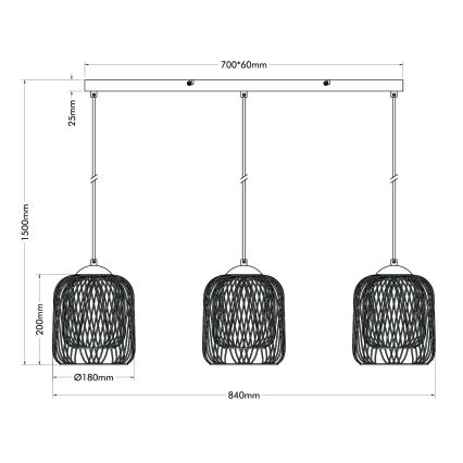 Globo - Полилей на кабел 3xE27/40W/230V