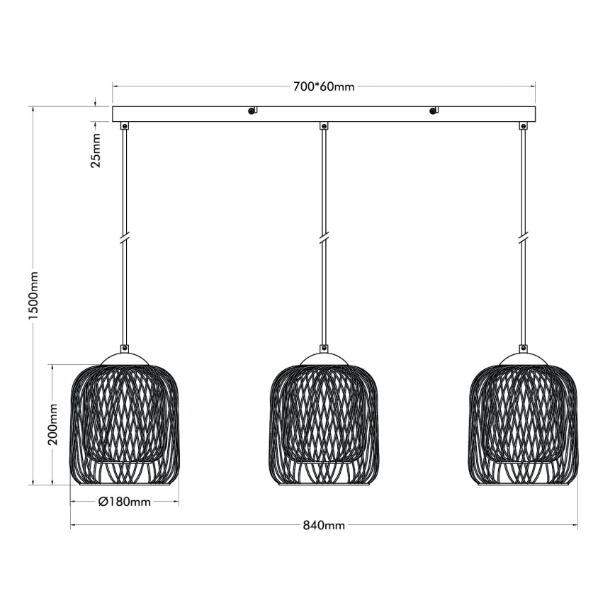 Globo - Полилей на кабел 3xE27/40W/230V