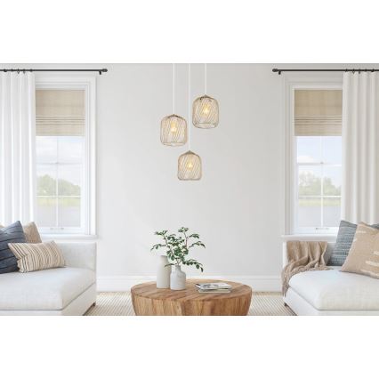 Globo - Висящ полилей на кабел 3xE27/40W/230V бежово/бяло