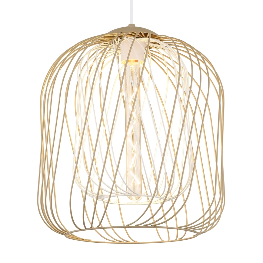 Globo - Пендант на кабел 1xE27/40W/230V Ø 35 см бежово/бяло