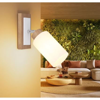 Globo - Настенно спот осветително тяло 1xE27/60W/230V дъб/бял