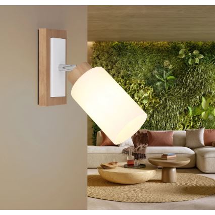 Globo - Настенно спот осветително тяло 1xE27/60W/230V дъб/бял