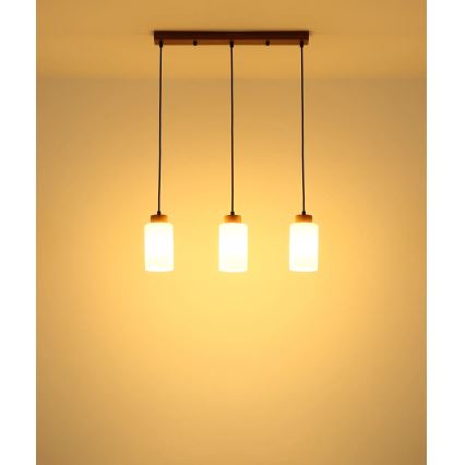 Globo - Пендел на кабел 3xE27/60W/230V дъб/бял