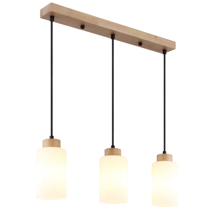 Globo - Пендел на кабел 3xE27/60W/230V дъб/бял