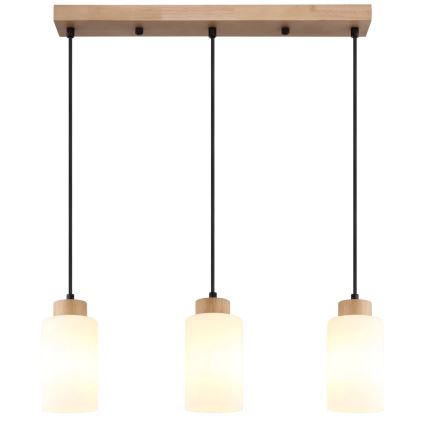 Globo - Пендел на кабел 3xE27/60W/230V дъб/бял