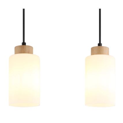 Globo - Пендел на кабел 3xE27/60W/230V дъб/бял