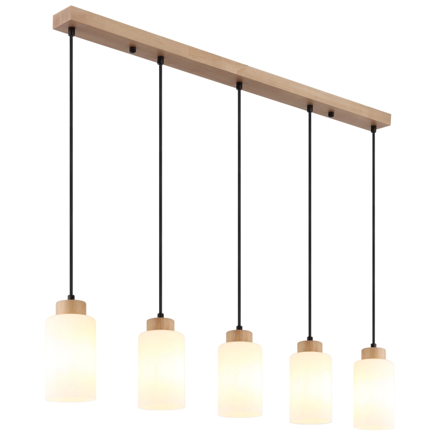 Globo - Полилей на кабел 5xE27/60W/230V дъб/бял