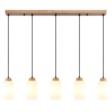 Globo - Полилей на кабел 5xE27/60W/230V дъб/бял