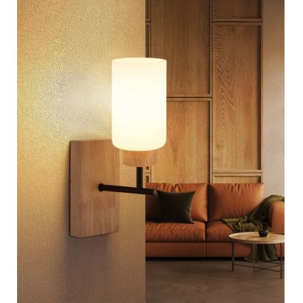 Globo - стенна лампа 1xE27/60W/230V дъб/бял