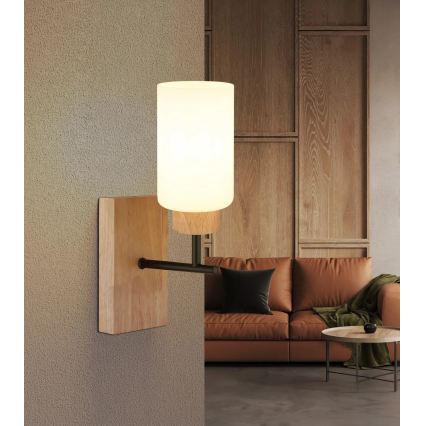 Globo - стенна лампа 1xE27/60W/230V дъб/бял
