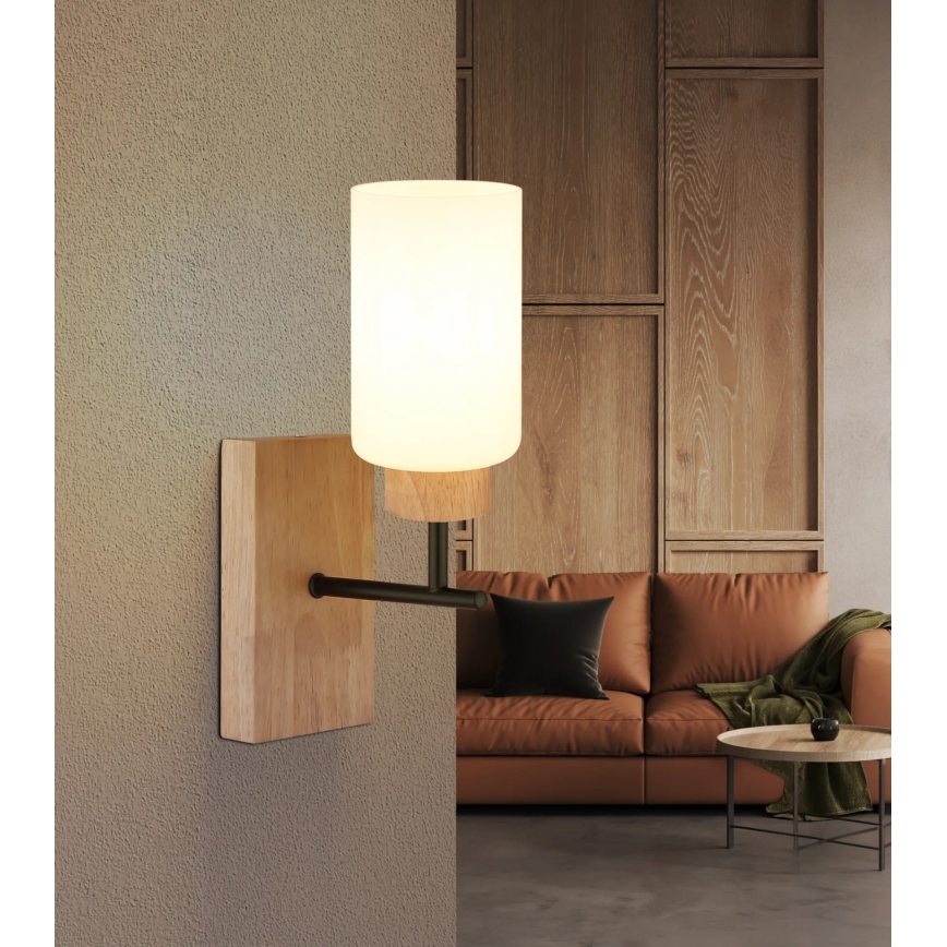 Globo - стенна лампа 1xE27/60W/230V дъб/бял