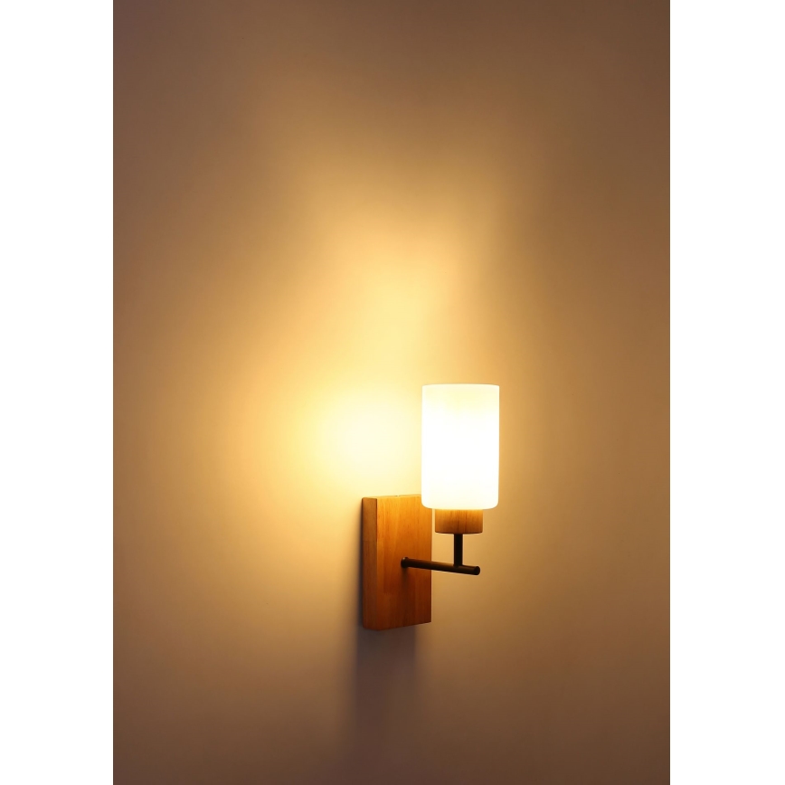 Globo - стенна лампа 1xE27/60W/230V дъб/бял