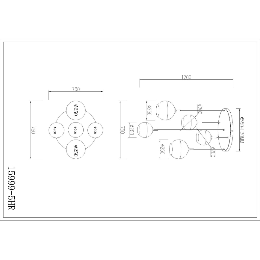 Globo - Полилей с кабел 5xE27/60W/230V