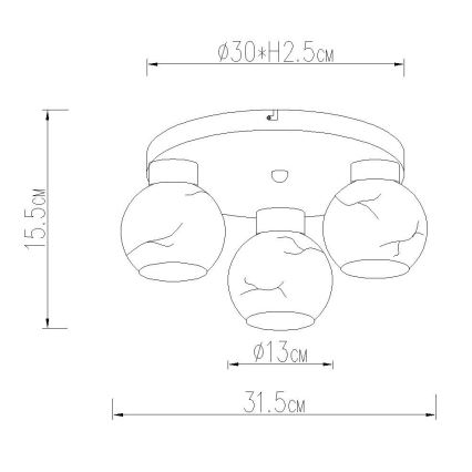 Globo - Таванно осветително тяло 3xE27/60W/230V, диаметър 31,5 см